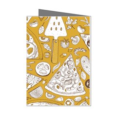 Vector-seamless-pizza-slice-pattern-hand-drawn-pizza-illustration-great-pizzeria-menu-background - Mini Greeting Cards (pkg Of 8) by Pakemis