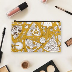 Vector-seamless-pizza-slice-pattern-hand-drawn-pizza-illustration-great-pizzeria-menu-background - Cosmetic Bag (medium) by Pakemis