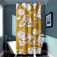 Vector-seamless-pizza-slice-pattern-hand-drawn-pizza-illustration-great-pizzeria-menu-background - Shower Curtain 36  X 72  (stall)  by Pakemis