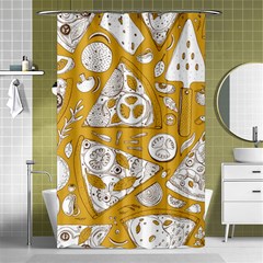 Vector-seamless-pizza-slice-pattern-hand-drawn-pizza-illustration-great-pizzeria-menu-background - Shower Curtain 48  X 72  (small)  by Pakemis