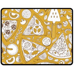 Vector-seamless-pizza-slice-pattern-hand-drawn-pizza-illustration-great-pizzeria-menu-background - Double Sided Fleece Blanket (medium) by Pakemis