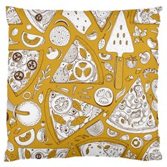 Vector-seamless-pizza-slice-pattern-hand-drawn-pizza-illustration-great-pizzeria-menu-background - Standard Flano Cushion Case (two Sides) by Pakemis