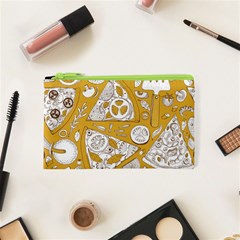 Vector-seamless-pizza-slice-pattern-hand-drawn-pizza-illustration-great-pizzeria-menu-background - Cosmetic Bag (xs) by Pakemis