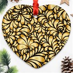 Damask-teardrop-gold-ornament-seamless-pattern Ornament (Heart) Front