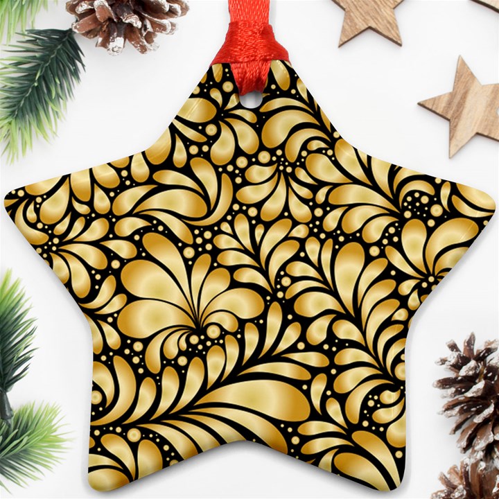 Damask-teardrop-gold-ornament-seamless-pattern Ornament (Star)