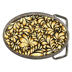 Damask-teardrop-gold-ornament-seamless-pattern Belt Buckles