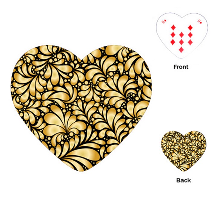 Damask-teardrop-gold-ornament-seamless-pattern Playing Cards Single Design (Heart)