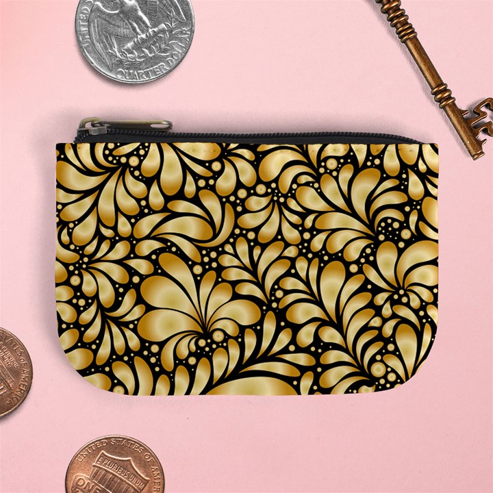 Damask-teardrop-gold-ornament-seamless-pattern Mini Coin Purse