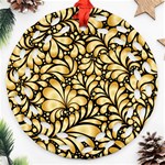 Damask-teardrop-gold-ornament-seamless-pattern Round Filigree Ornament (Two Sides) Front