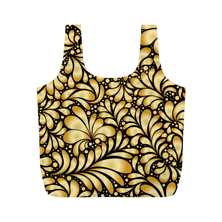 Damask-teardrop-gold-ornament-seamless-pattern Full Print Recycle Bag (M)