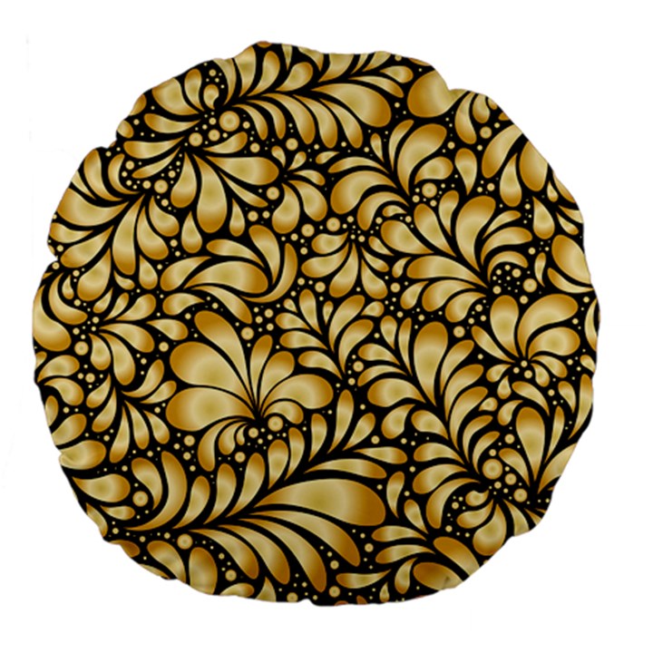 Damask-teardrop-gold-ornament-seamless-pattern Large 18  Premium Flano Round Cushions