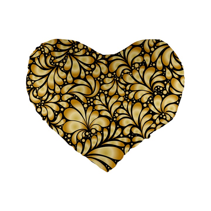 Damask-teardrop-gold-ornament-seamless-pattern Standard 16  Premium Flano Heart Shape Cushions