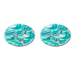 Sea-waves-seamless-pattern Cufflinks (oval) by Pakemis