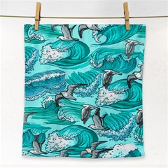 Sea-waves-seamless-pattern Face Towel by Pakemis