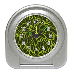 Green-abstract-stippled-repetitive-fashion-seamless-pattern Travel Alarm Clock by Pakemis