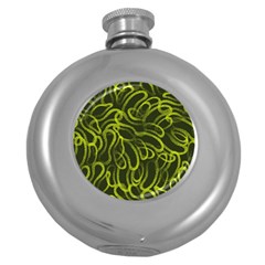 Green-abstract-stippled-repetitive-fashion-seamless-pattern Round Hip Flask (5 Oz) by Pakemis