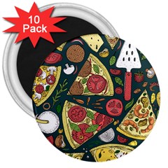 Vector-seamless-pizza-slice-pattern-hand-drawn-pizza-illustration-great-pizzeria-menu-background 3  Magnets (10 Pack)  by Pakemis