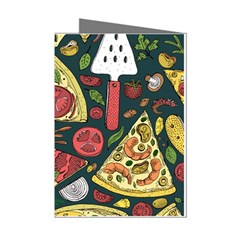 Vector-seamless-pizza-slice-pattern-hand-drawn-pizza-illustration-great-pizzeria-menu-background Mini Greeting Cards (pkg Of 8) by Pakemis