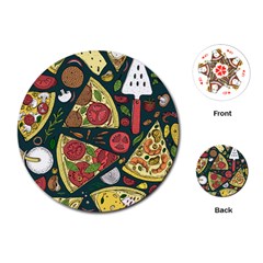 Vector-seamless-pizza-slice-pattern-hand-drawn-pizza-illustration-great-pizzeria-menu-background Playing Cards Single Design (round) by Pakemis