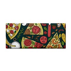 Vector-seamless-pizza-slice-pattern-hand-drawn-pizza-illustration-great-pizzeria-menu-background Hand Towel by Pakemis