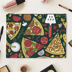 Vector-seamless-pizza-slice-pattern-hand-drawn-pizza-illustration-great-pizzeria-menu-background Cosmetic Bag (xl) by Pakemis