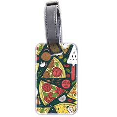 Vector-seamless-pizza-slice-pattern-hand-drawn-pizza-illustration-great-pizzeria-menu-background Luggage Tag (two Sides)