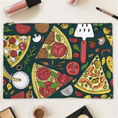 Vector-seamless-pizza-slice-pattern-hand-drawn-pizza-illustration-great-pizzeria-menu-background Cosmetic Bag (xxl) by Pakemis