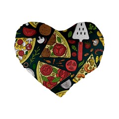 Vector-seamless-pizza-slice-pattern-hand-drawn-pizza-illustration-great-pizzeria-menu-background Standard 16  Premium Heart Shape Cushions by Pakemis