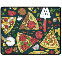 Vector-seamless-pizza-slice-pattern-hand-drawn-pizza-illustration-great-pizzeria-menu-background Double Sided Fleece Blanket (medium) by Pakemis