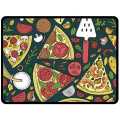 Vector-seamless-pizza-slice-pattern-hand-drawn-pizza-illustration-great-pizzeria-menu-background Double Sided Fleece Blanket (large) by Pakemis