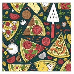 Vector-seamless-pizza-slice-pattern-hand-drawn-pizza-illustration-great-pizzeria-menu-background Square Satin Scarf (36  X 36 ) by Pakemis