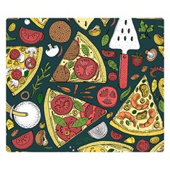 Vector-seamless-pizza-slice-pattern-hand-drawn-pizza-illustration-great-pizzeria-menu-background Flano Blanket (small) by Pakemis