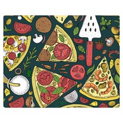 Vector-seamless-pizza-slice-pattern-hand-drawn-pizza-illustration-great-pizzeria-menu-background Flano Blanket (medium) by Pakemis