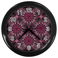 Seamless-pattern-with-flowers-oriental-style-mandala Wall Clock (black) by Pakemis