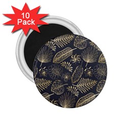 Elegant-pattern-with-golden-tropical-leaves 2 25  Magnets (10 Pack)  by Pakemis