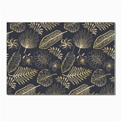 Elegant-pattern-with-golden-tropical-leaves Postcard 4 x 6  (pkg Of 10) by Pakemis