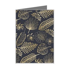 Elegant-pattern-with-golden-tropical-leaves Mini Greeting Card by Pakemis