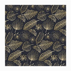 Elegant-pattern-with-golden-tropical-leaves Medium Glasses Cloth (2 Sides) by Pakemis