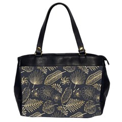 Elegant-pattern-with-golden-tropical-leaves Oversize Office Handbag (2 Sides) by Pakemis