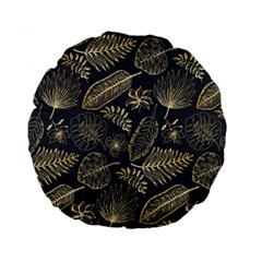 Elegant-pattern-with-golden-tropical-leaves Standard 15  Premium Round Cushions by Pakemis