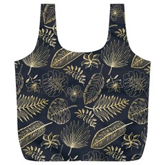 Elegant-pattern-with-golden-tropical-leaves Full Print Recycle Bag (xl) by Pakemis