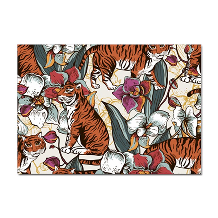 Natural-seamless-pattern-with-tiger-blooming-orchid Sticker A4 (100 pack)