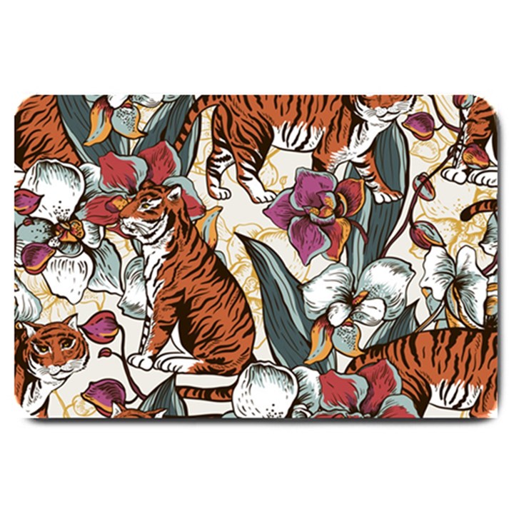 Natural-seamless-pattern-with-tiger-blooming-orchid Large Doormat