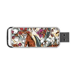 Natural-seamless-pattern-with-tiger-blooming-orchid Portable Usb Flash (one Side) by Pakemis