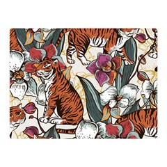 Natural-seamless-pattern-with-tiger-blooming-orchid Double Sided Flano Blanket (mini) by Pakemis