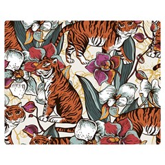 Natural-seamless-pattern-with-tiger-blooming-orchid Double Sided Flano Blanket (medium) by Pakemis