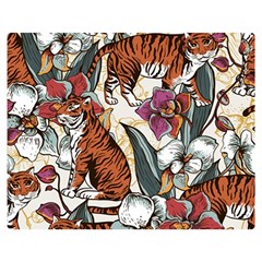 Natural-seamless-pattern-with-tiger-blooming-orchid Flano Blanket (medium) by Pakemis