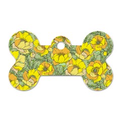 Seamless-pattern-with-graphic-spring-flowers Dog Tag Bone (two Sides) by Pakemis