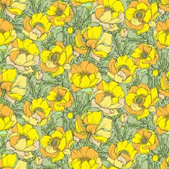 Seamless-pattern-with-graphic-spring-flowers Play Mat (rectangle) by Pakemis