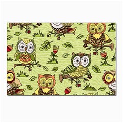 Seamless-pattern-with-flowers-owls Postcard 4 x 6  (pkg Of 10) by Pakemis